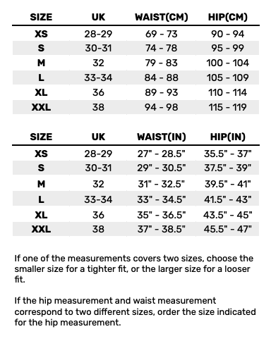 2026 RVCA MENS BOTTOMS  Size Chart